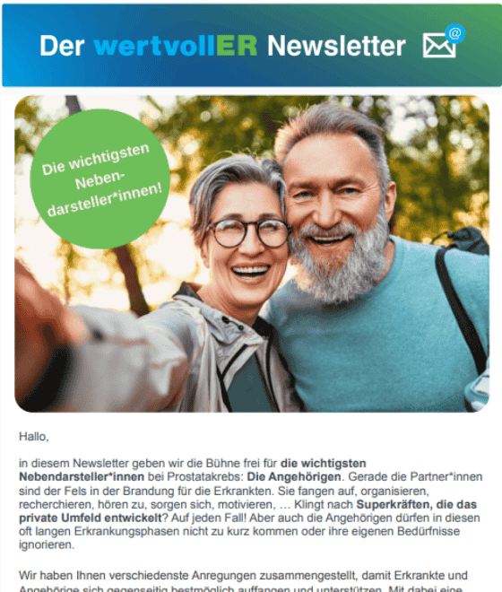 wertvollER Newsletter: Angehörige bei Prostatakrebs