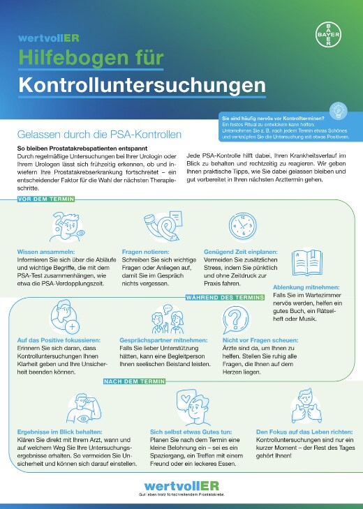 wertvollER Cover Downloadmaterial: Hilfebogen für PSA-Kontrolluntersuchungen