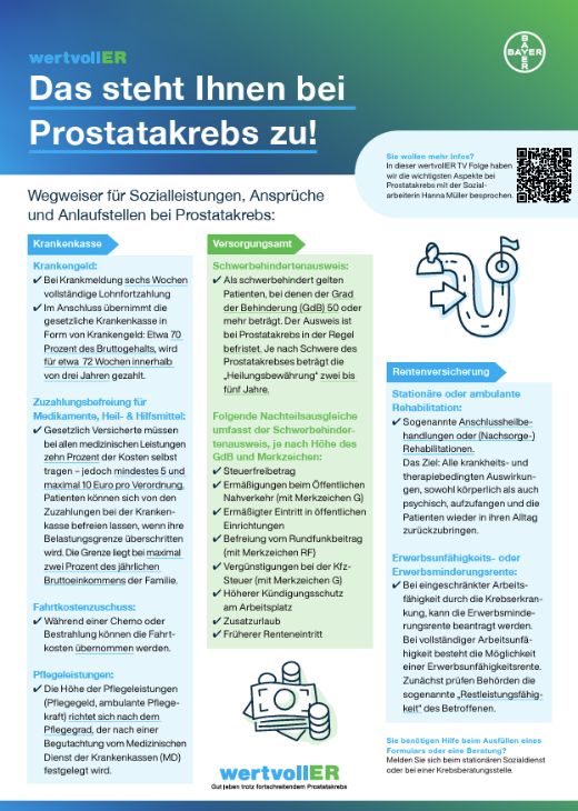 Teaser Cover Downloadmaterial Sozialleistungswegweiser bei Prostatakrebs